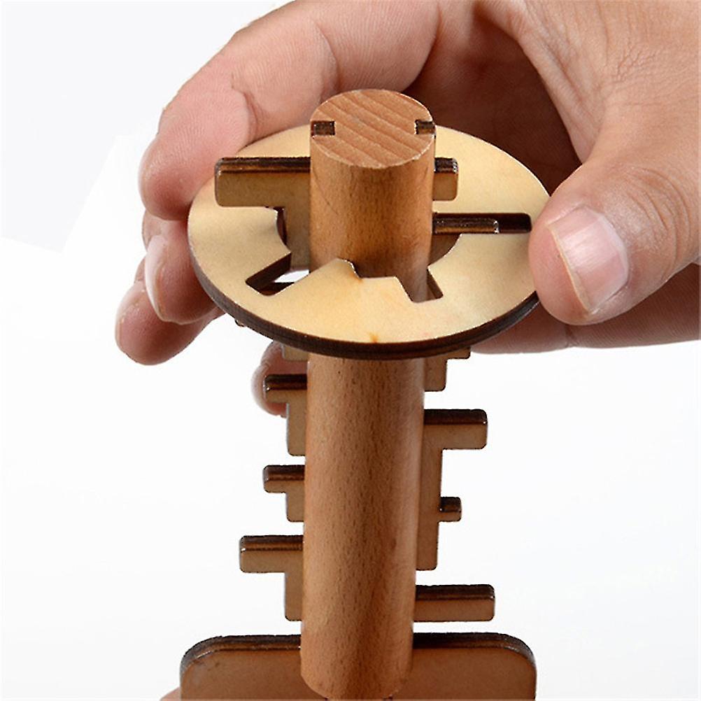 Funny Kong Ming Lock Toys Wooden Toy Unlock Puzzle Key Intellectual Educational Stress Release