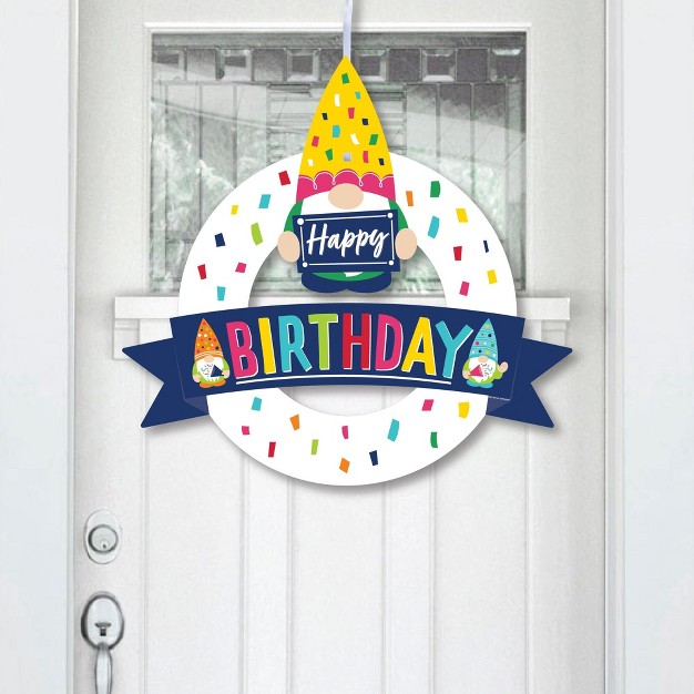 Big Dot Of Happiness Gnome Birthday Outdoor Happy Birthday Party Decor Front Door Wreath