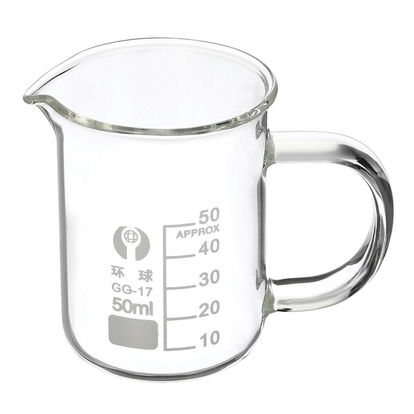 50ml Glass Beaker with Handle， 3.3 Borosilicate Lab Measuring Cups - Clear