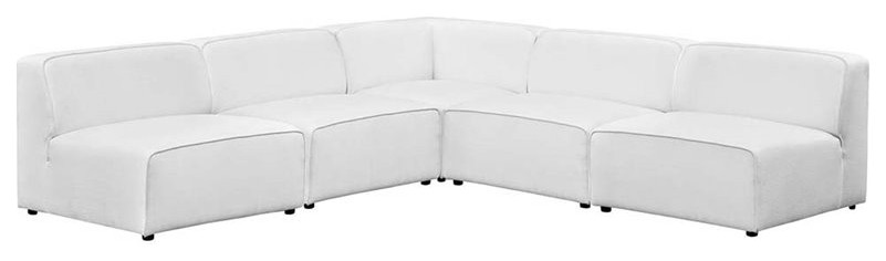 Modway Mingle 5 Piece Fabric Upholstered Armless Corner Sectional in White   Transitional   Sectional Sofas   by Homesquare  Houzz