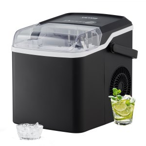 VEVOR Countertop Ice Maker， 9 Cubes Ready in 7 Mins， 26lbs in 24Hrs， Self-Cleaning Portable Ice Maker with Ice Scoop and Basket， Ice Machine with 2 Sizes Bullet Ice for Home Kitchen Office Bar Party