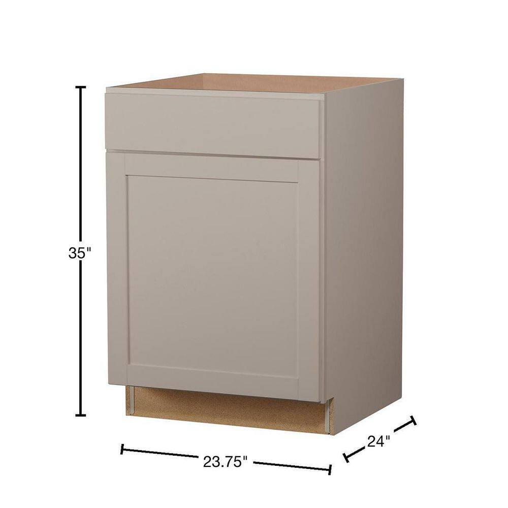 Hampton Bay Westfield Dusk Gray Shaker Stock Assembled Base Kitchen Cabinet (24 in. W x 23.75 in. D x 35 in. H) F12B24R