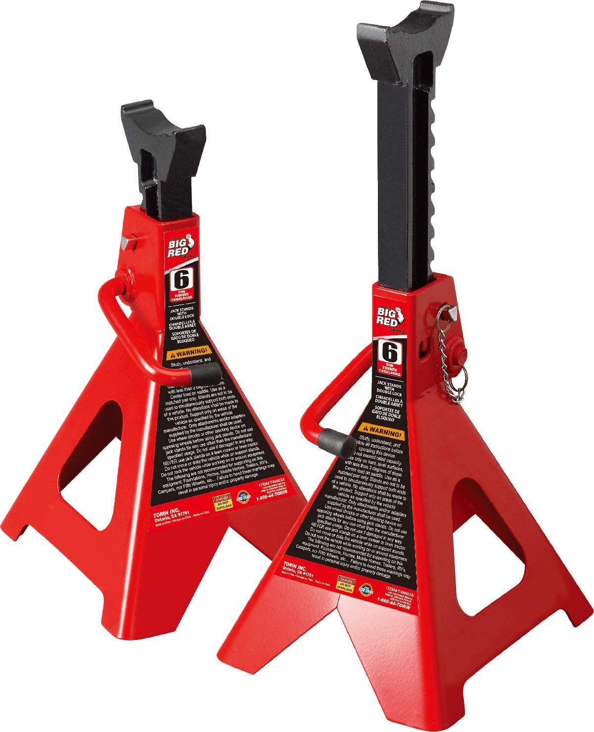 Torin BIGRED DT46002A 6 Ton Jack Stands: Double Locking，1 Pair