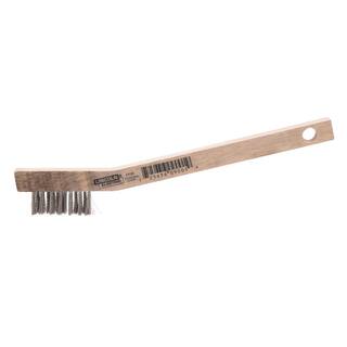 Lincoln Electric 8 in. Long Wooden Handled Stainless Steel Welding Wire Brush (.3 in. x 1.6 in. Bristle Area 3 x 7 Row) KH580