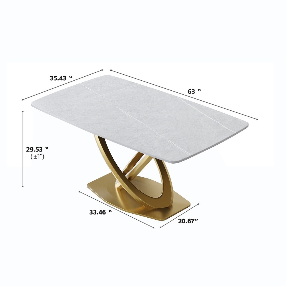 Modern Artificial Marble Curved Dining Table Rectangle   63 ''/71 ''