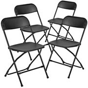 Emma and Oliver Folding Chair - Black Plastic - 4 Pack 650LB Weight Capacity Comfortable Event Chair - Lightweight Folding Chair