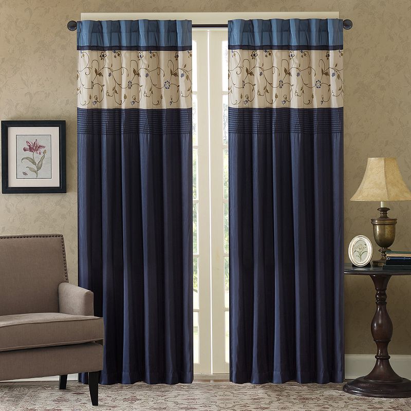 Madison Park 1-Panel Belle Light Filtering Embroidered Rod Pocket Window Curtain