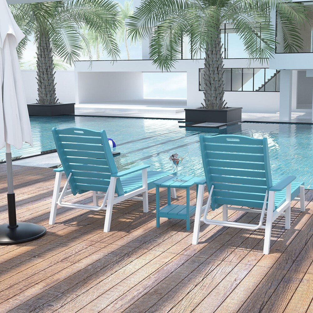 Weather Resistant Nautical Outdoor Chaise Lounge with Arms  Stackable