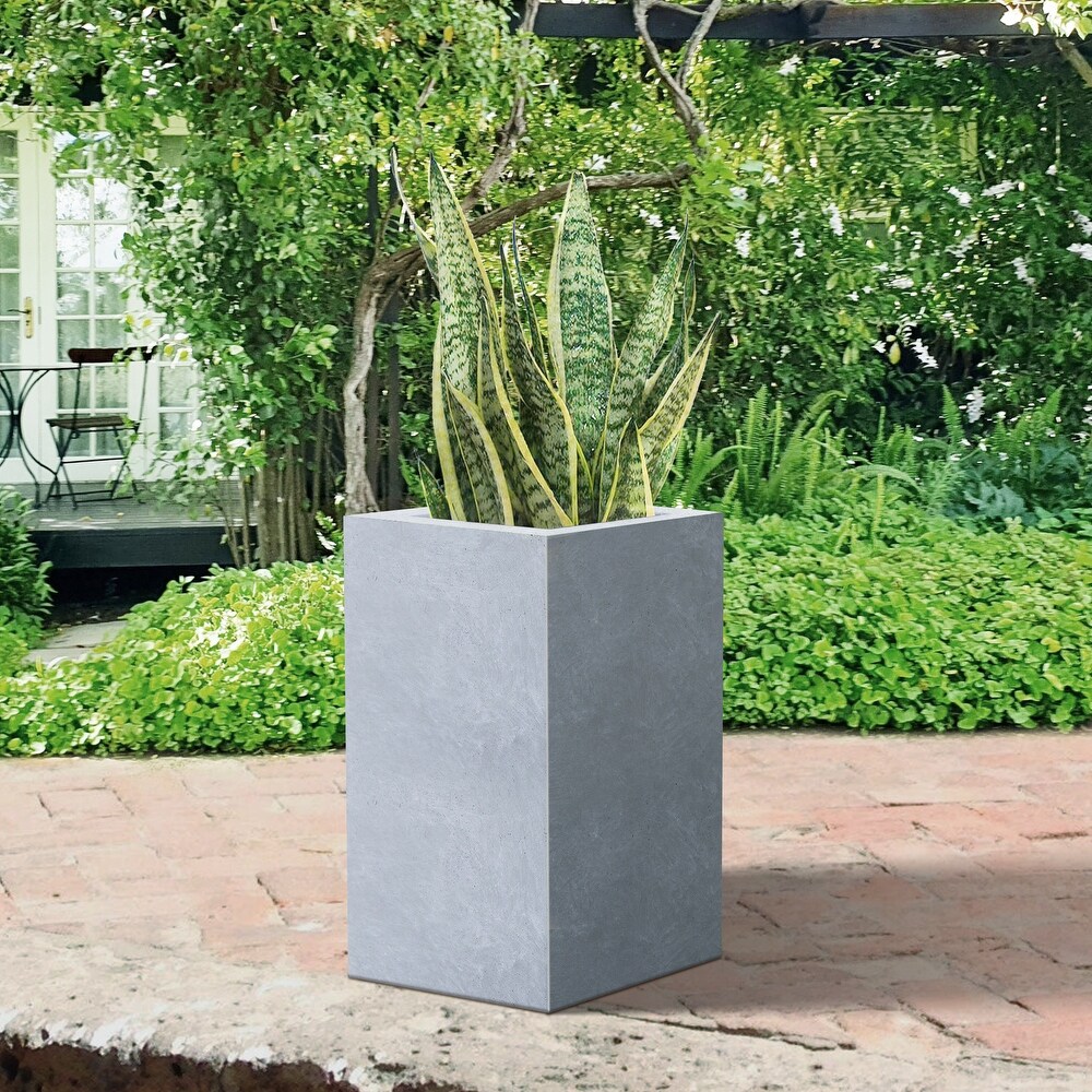 Durx litecrete Lightweight Concrete Cement Color Tall Planter Medium   11'x11'x23.6'