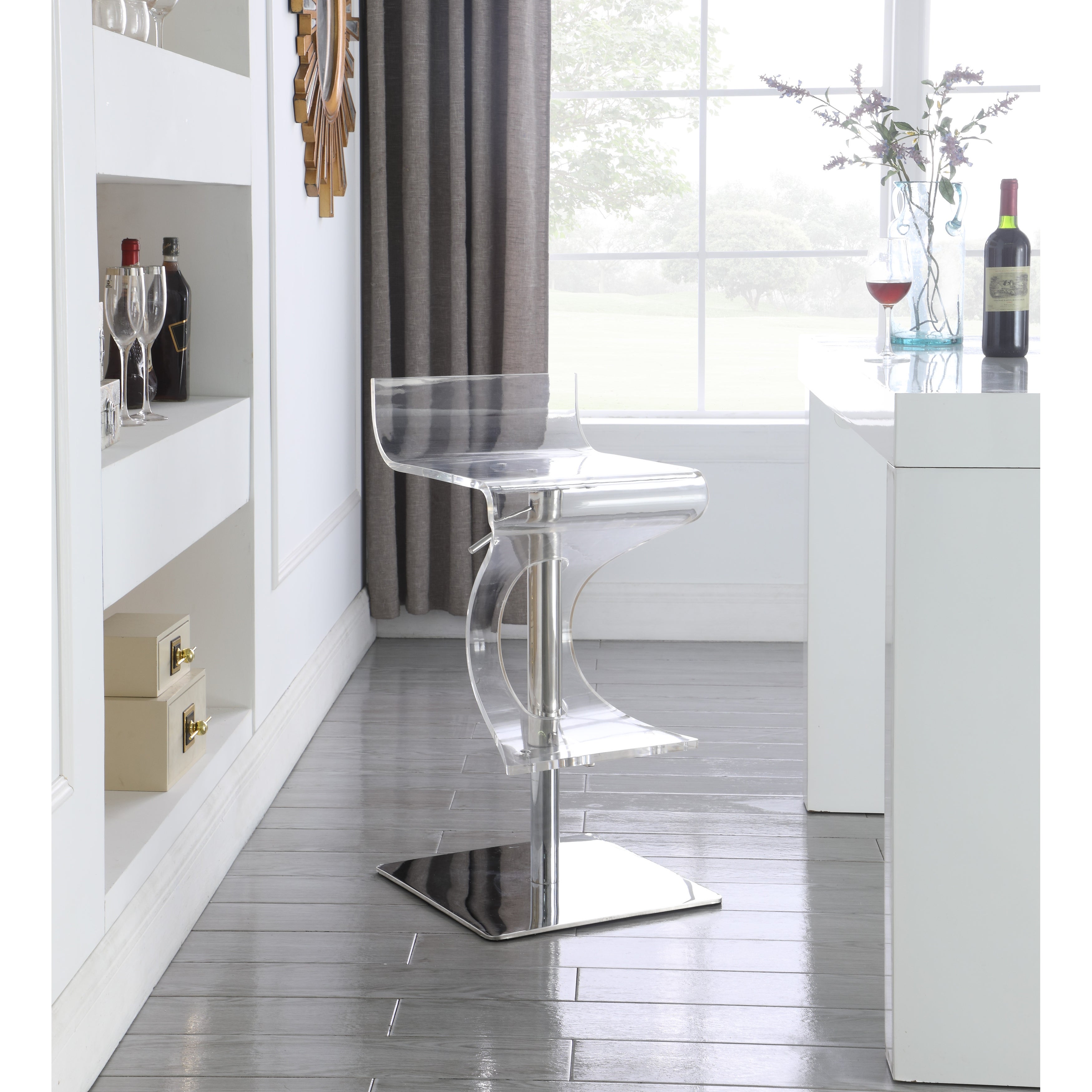 Somette Contemporary Pneumatic-Adjustable Stool with Acrylic Seat