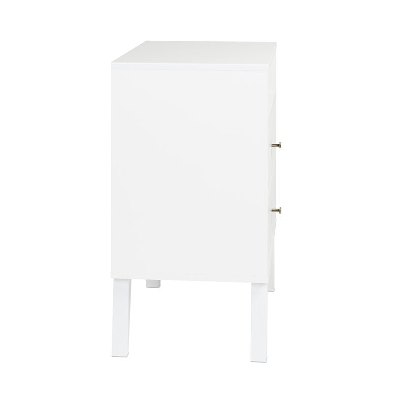 Maddie Home Sea Breeze Mid Century 2 Drawer Tall Wood Nightstand in White