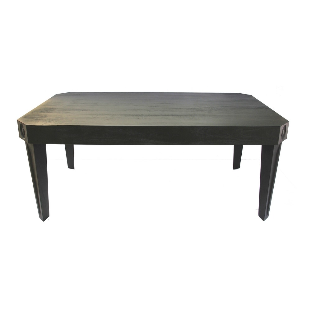 72 Inch Modern Dining Table  Cut Out Corners  Angled Tapered Legs  Black