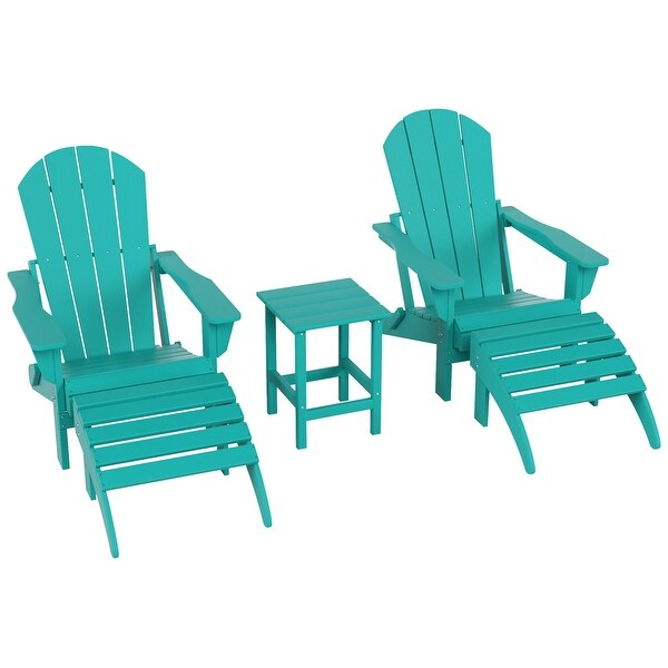 Polytrends Laguna Hdpe All Weather Outdoor Patio Foldable Adirondack Chairs Conversation Set (5Piece Set)