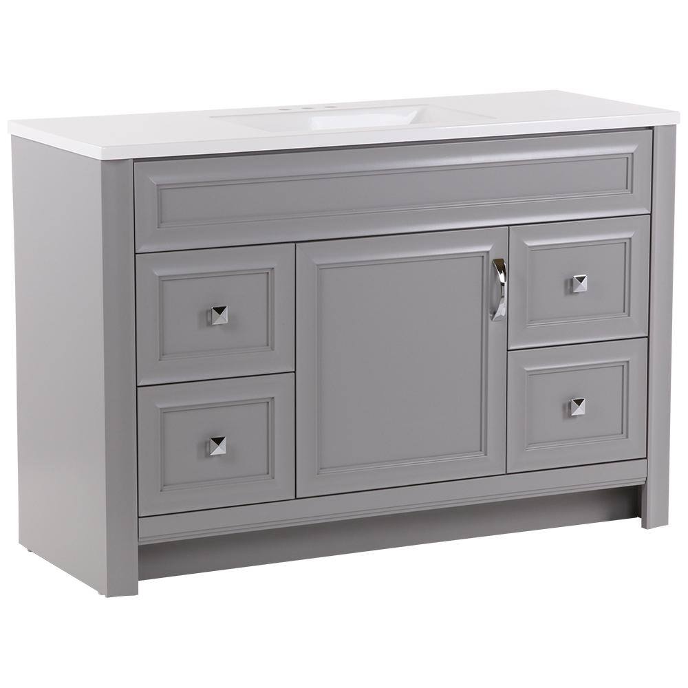 Glacier Bay Candlesby 48.25 in. W x 18.75 in. D Bath Vanity in Sterling Gray with Cultured Marble Vanity Top in White with Sink CD48P2-ST