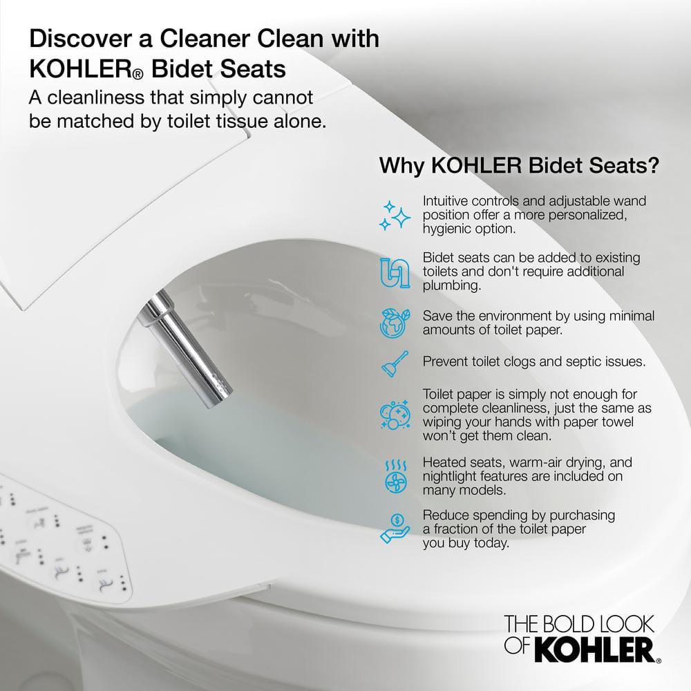 KOHLER C3155 Electric Bidet Seat for Elongated Toilets in Biscuit