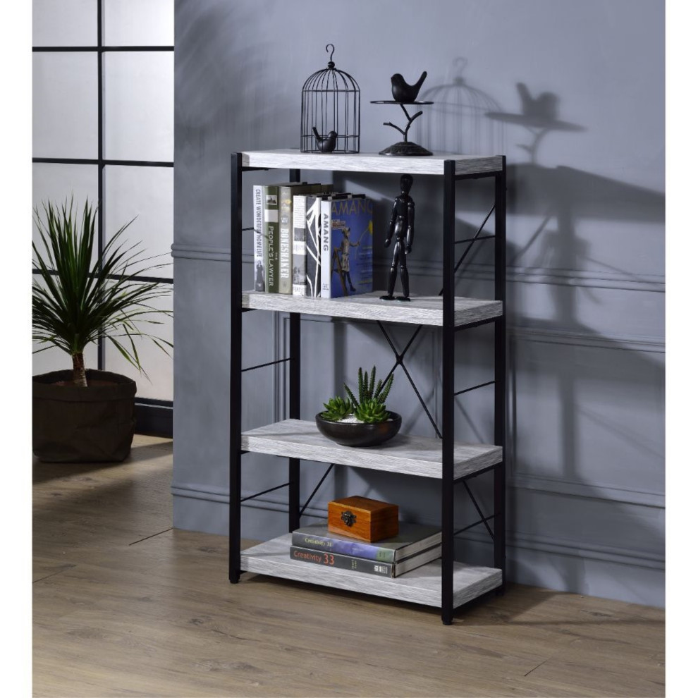 Bookshelf  Antique White/Black   Industrial   Bookcases   by VirVentures  Houzz