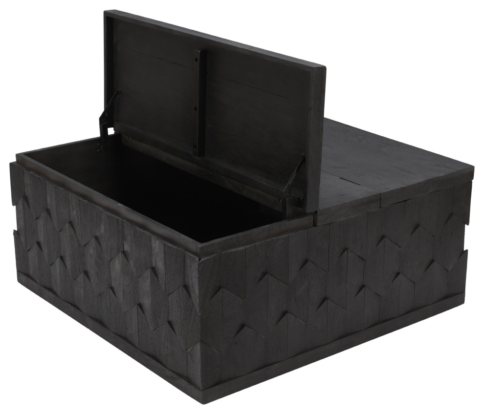 Onyx Storage Cocktail Table in Dark Gray on Mango Solid Wood   Transitional   Coffee Tables   by Moti  Houzz