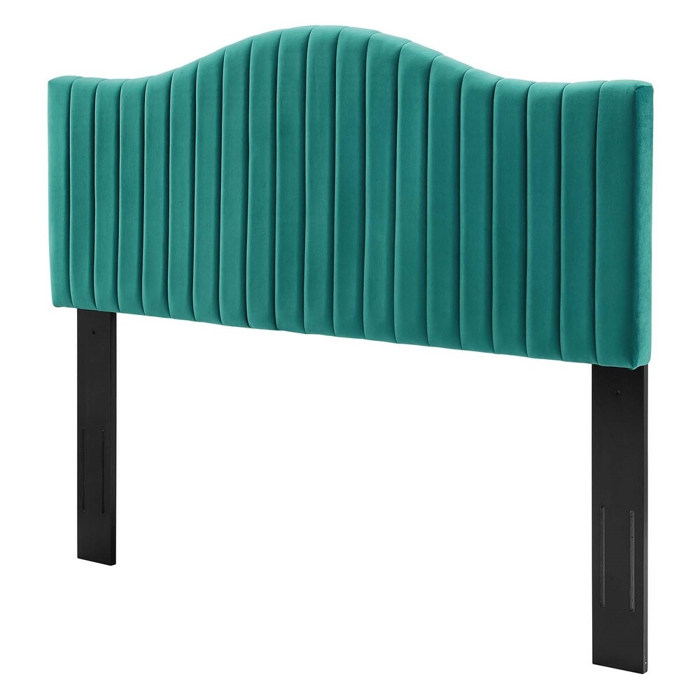 Findlay Arched Green Velvet Upholstered King/California King Size Headboard