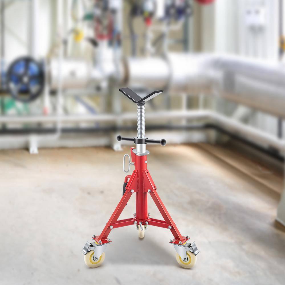 VEVOR Pipe Jack Stand wCasters 882 lbs. V Head Pipe Stand Adjustable Height 23.6 in. 42.5 in. Folding Pipe Stands 18-12 in. GJGJXDL1107BVAEUYV0