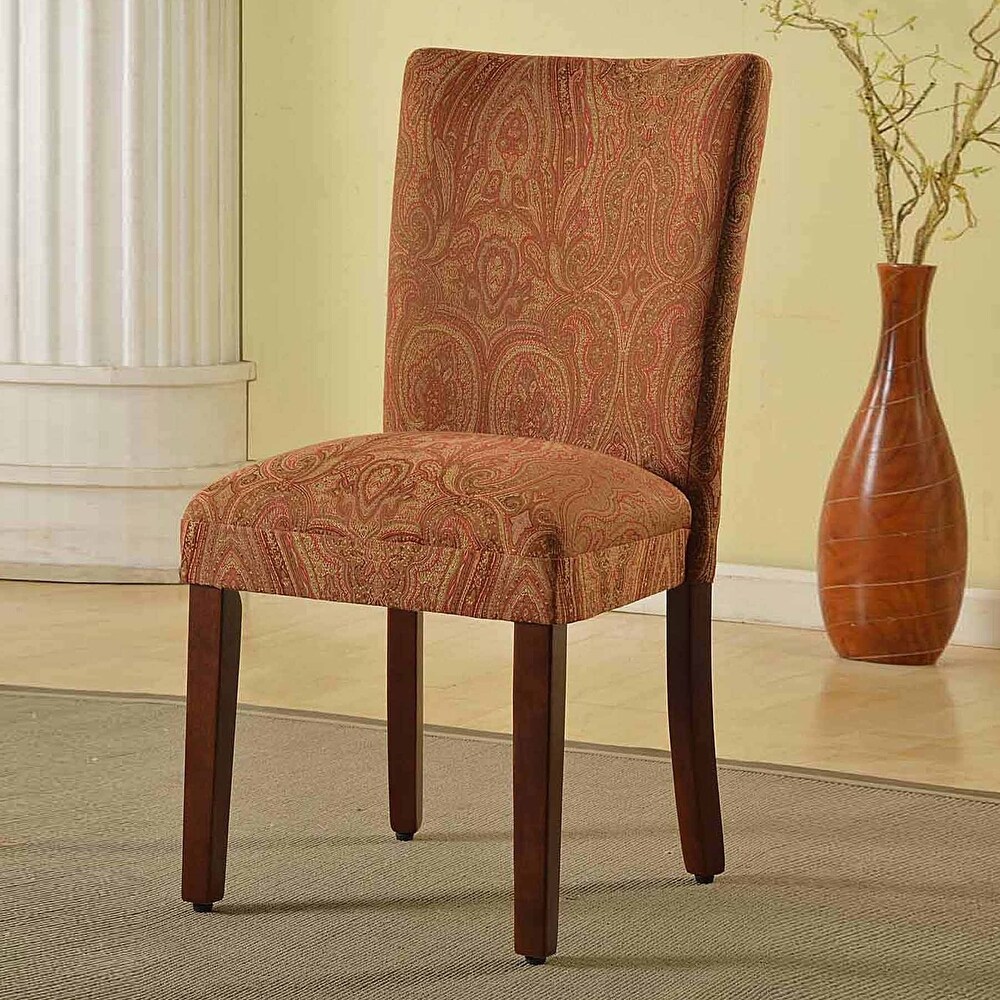 HomePop Parsons Red/Gold Damask Dining Chair