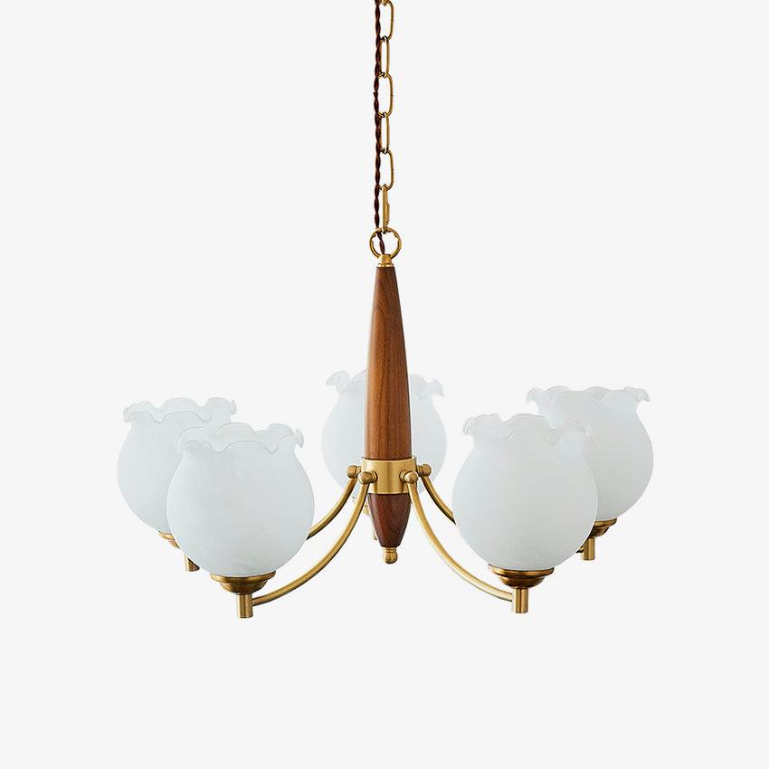 Tulips Glass Wood Chandelier