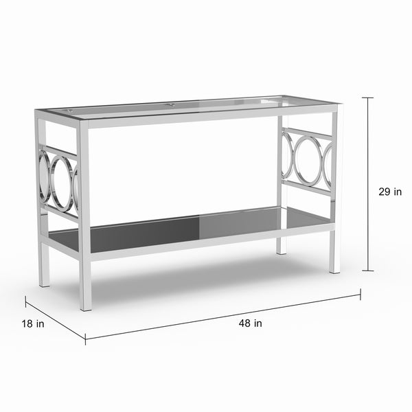 Silver Orchid Valkyrien Contemporary 47-inch Glass Top 1-shelf Sofa Table