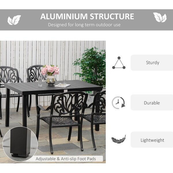 Outdoor Rectangular Dining Table for 6 Person with Aluminum Metal Legs for Garden，Lawn，Patio