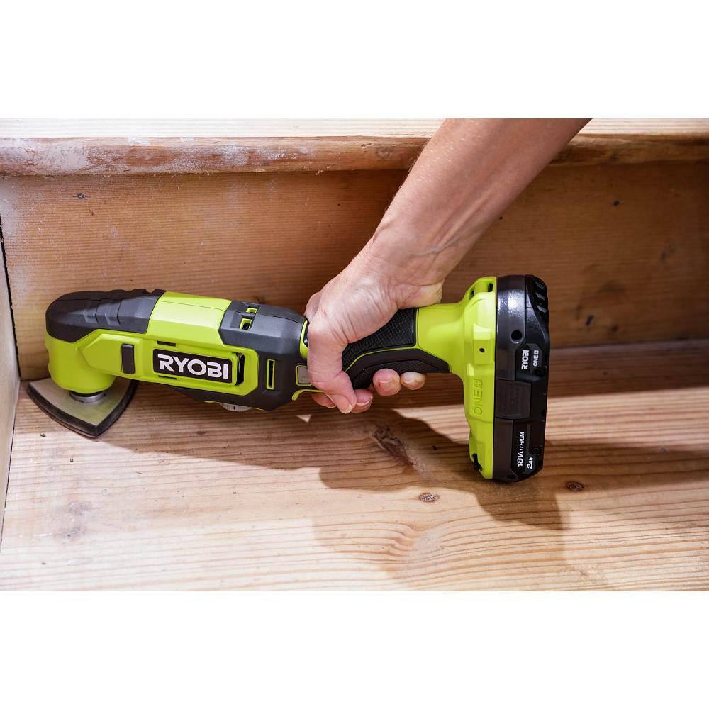 RYOBI ONE+ 18V Cordless Multi-Tool Kit with 2.0 Ah Battery Charger and  22-Piece Oscillating Blade Set PCL430K1-A242201