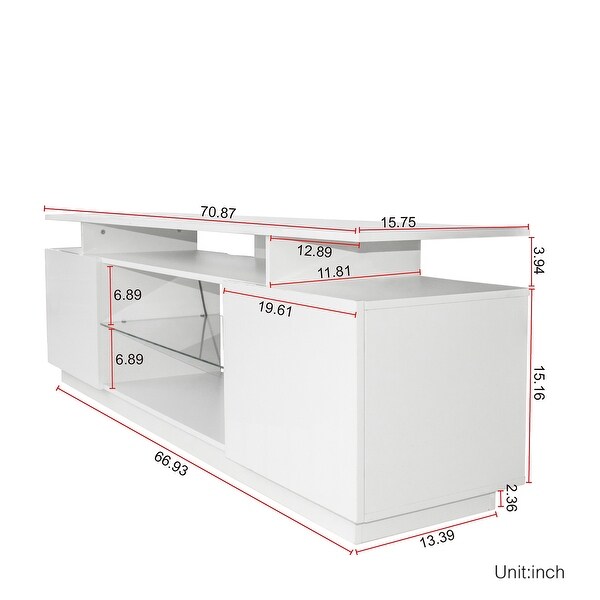 Media TV Stand Console Table Entertainment Center， 2 Storage Cabinet with Open Shelves for 80