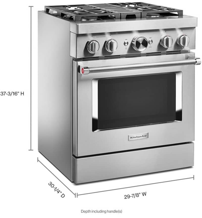 KitchenAid 30'' Stainless Steel Smart Commercial-Style Dual Fuel Range With 4 Burners