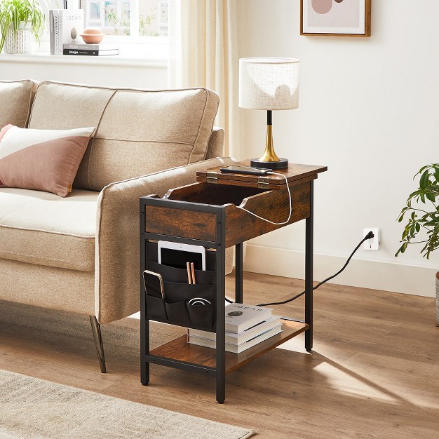 Vasagle Side Table End Table With Usb Ports And Outlets Nightstand With Charging Station