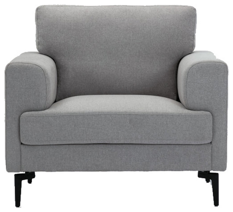 Benzara BM250339 Chair With Fabric Upholstery and Sleek Metal Legs  Gray   Midcentury   Armchairs And Accent Chairs   by Uber Bazaar  Houzz