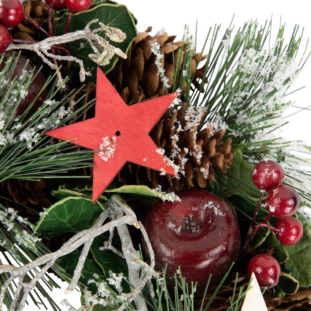 Unlit Stars Berries And Pine Cones Pine Christmas Wreath