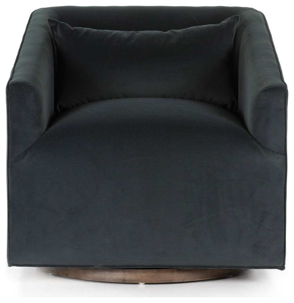 Vincent Modern Velvet Smoke Swivel Chair   Modern   Armchairs And Accent Chairs   by Virgil Stanis Design  Houzz