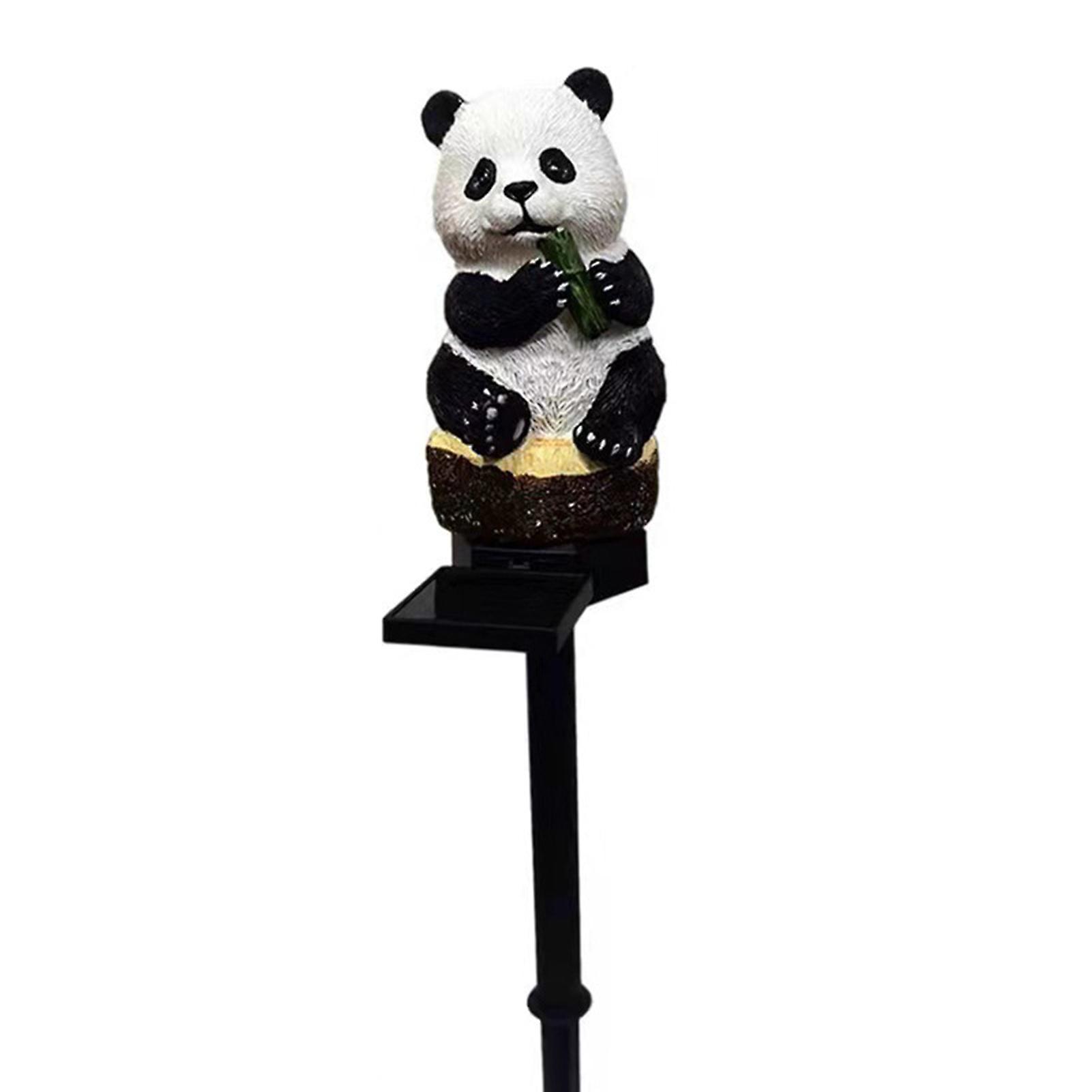 Solar Resin Panda Ground Lamp Warm Yellow Light Outdoor Waterproof Landscape Lamp Garden Park Ground Plug Lamp No.249435