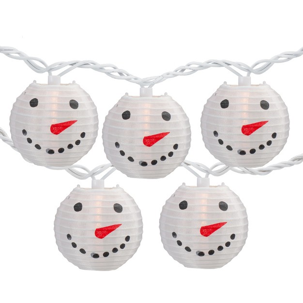 Northlight 10 count White Snowman Paper Lantern Christmas Lights 8 5ft White Wire