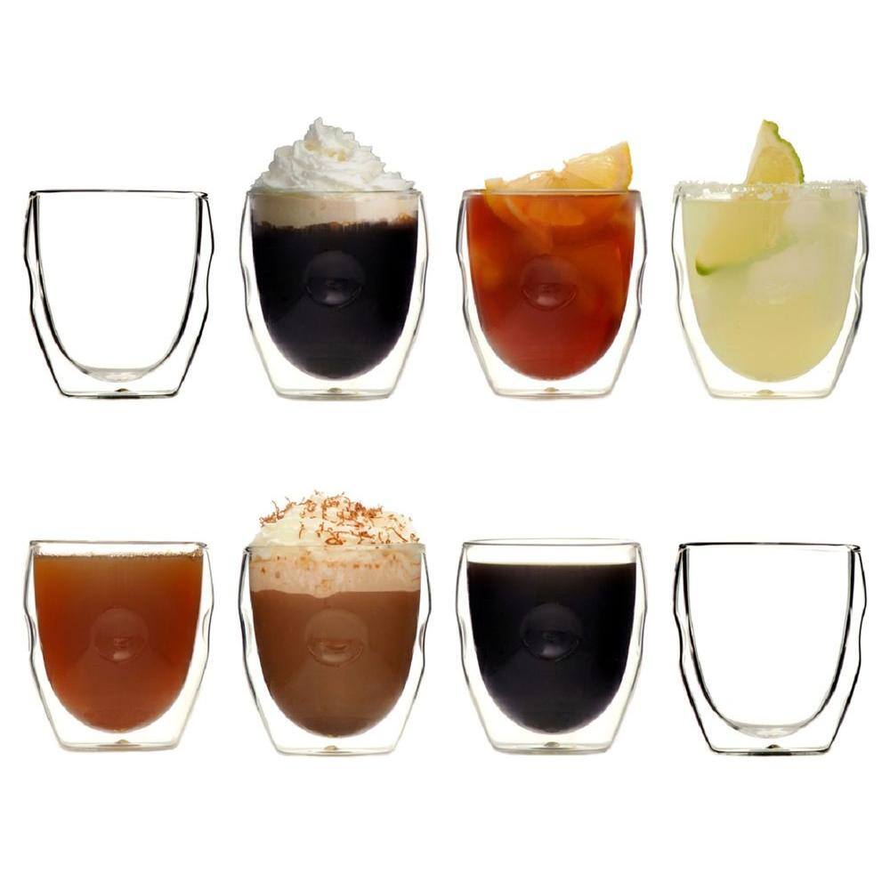 Ozeri Moderna Artisan Series Double Wall 8 oz. Beverage Glasses (Set of 8) DW080A-8