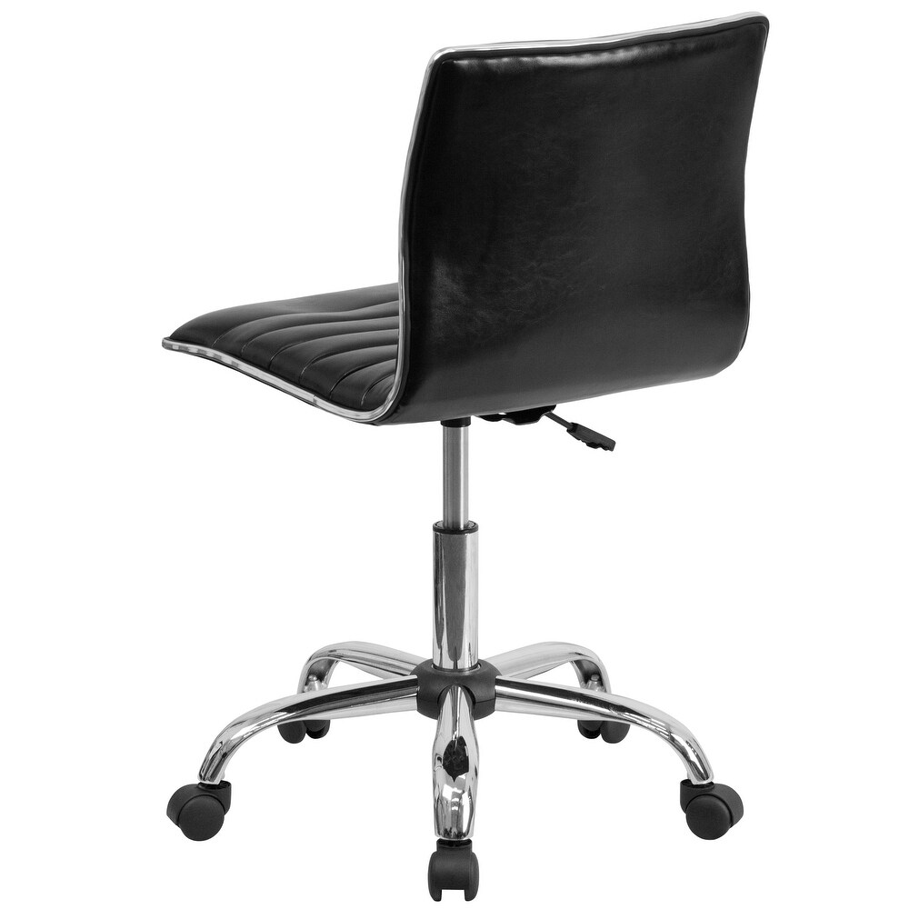 Low Back Designer Armless Ribbed Swivel Task Office Chair