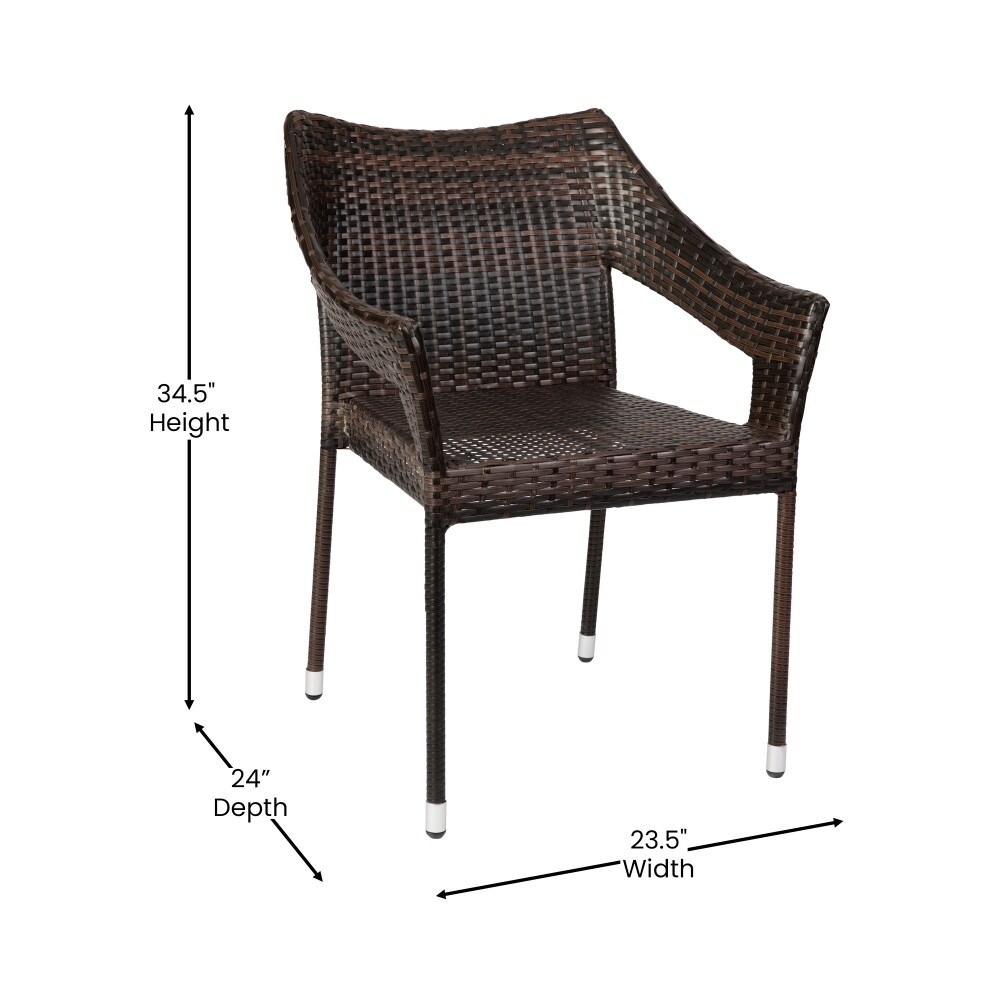 Weather Commercial Grade PE Rattan Stacking Patio Chairs   4 Pack