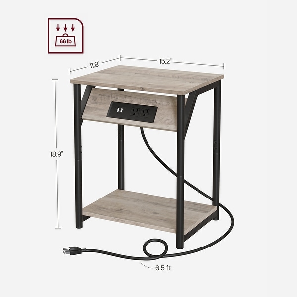 Side Table with Charging Station， End Table with USB Ports and Outlets， Nightstand for Living Room， Bedroom， Plug-in Series