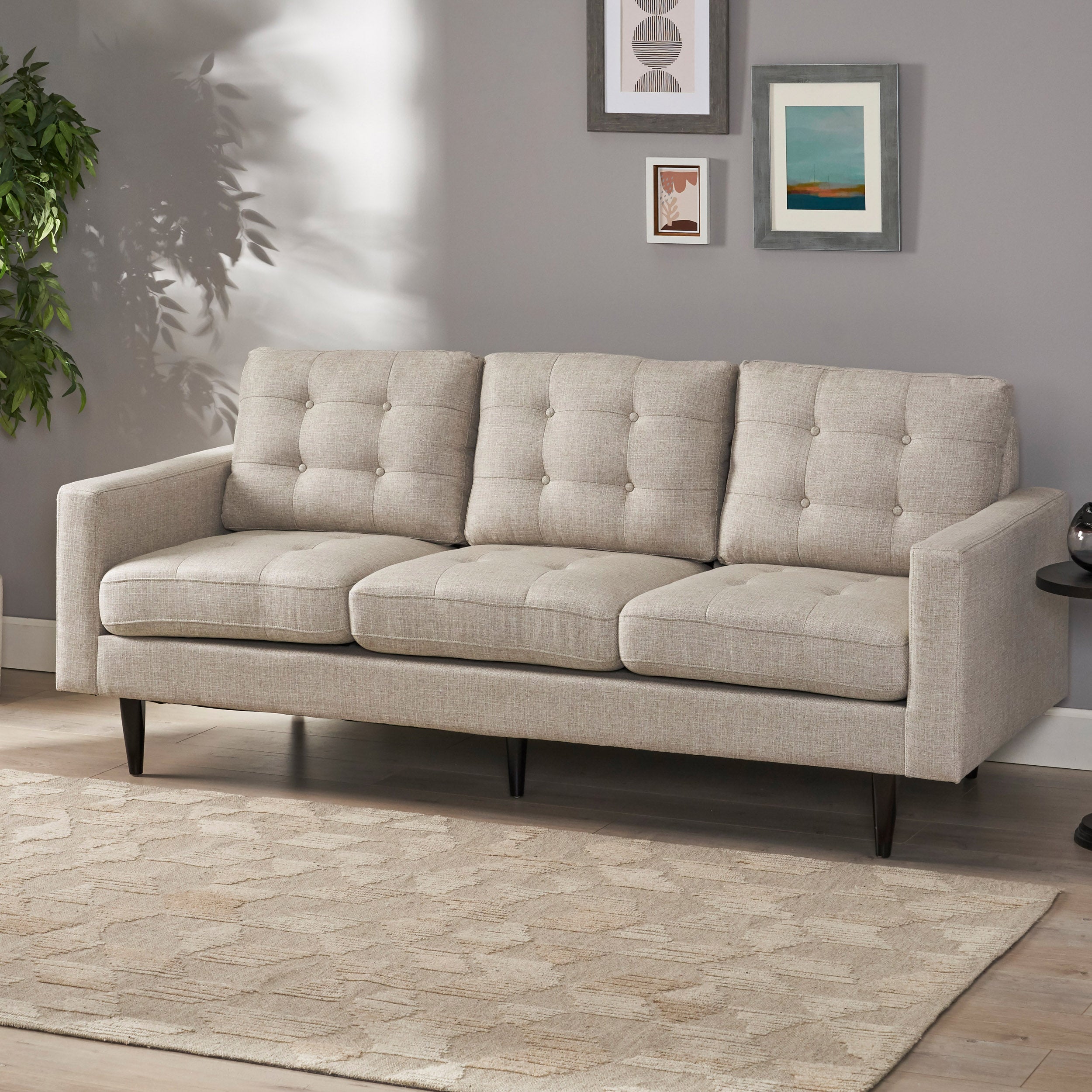 Ayumi Contemporary Tufted Fabric 3 Seater Sofa