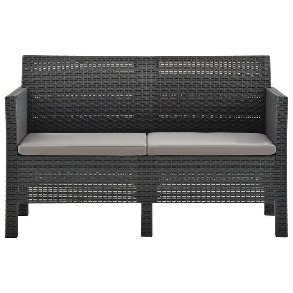 4 Piece Patio Lounge Set with Cushions PP Rattan Anthracite - Overstock - 36226387