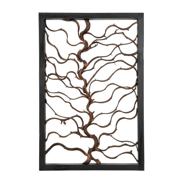 Wood Tree Branch Wall Decor With Black Frame Brown Olivia amp May