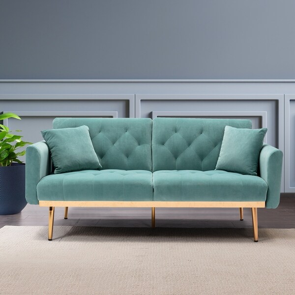 Zenith 63.78 in Velvet Modern Straight Reclining Tufted Sofa