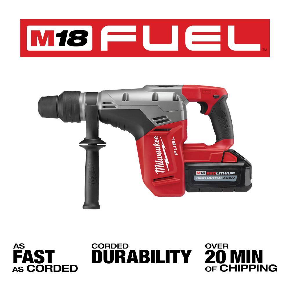 MW M18 FUEL 18-Volt Lithium-Ion Brushless Cordless 1-916 in. SDS-Max Rotary Hammer Kit wTwo 8.0Ah Batteries  Grinder 2717-22HD-2980-20