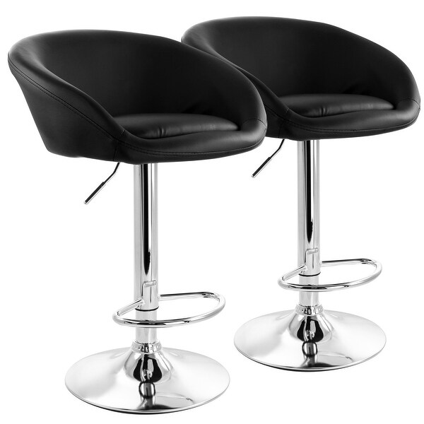 Elama 2 Piece Adjustable Faux Leather Bar Stool with Chrome Base