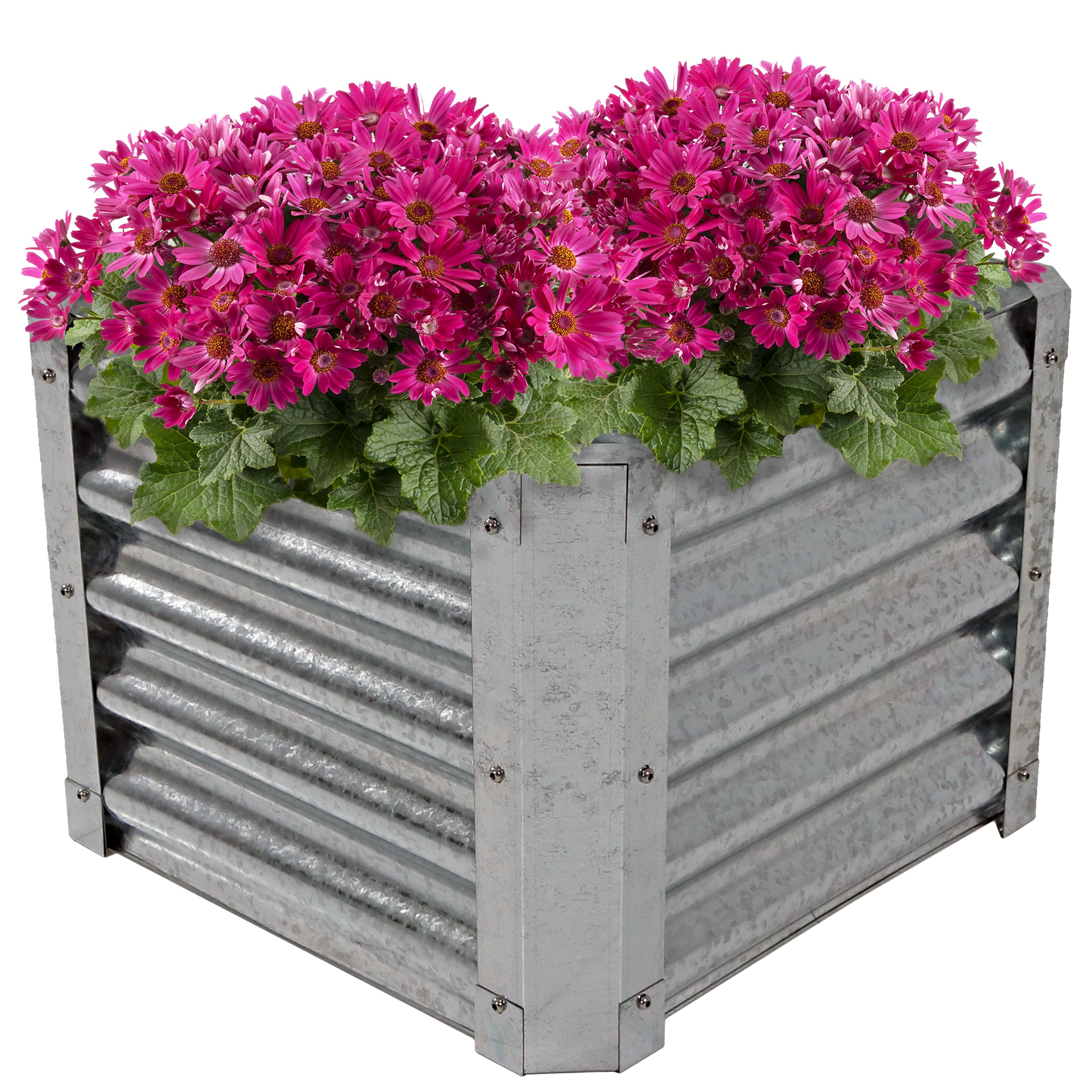 Sunnydaze Outdoor Lawn and Garden Galvanized Steel Square Raised Vegetable Garden or Flower Bed Planter Kit - 22