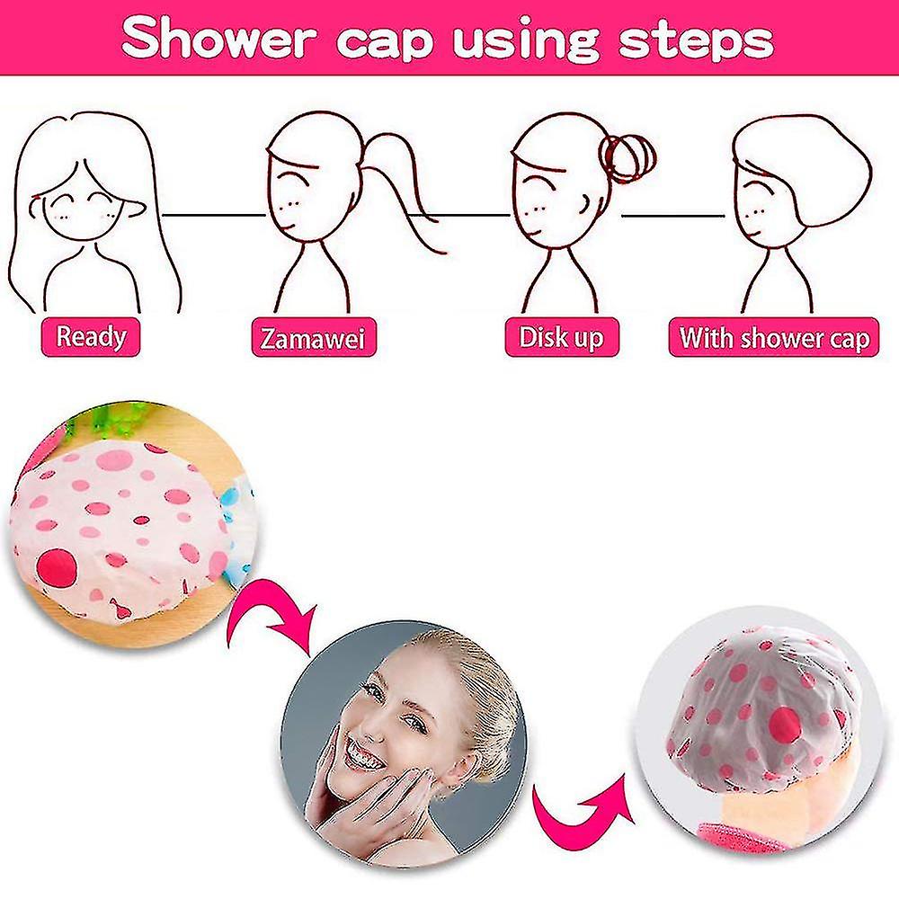 3 Pieces Waterproof Eva Plastic Caps，elastic Reusable Bathing Hair Cap，beauty Salon Spa Shower Caps Lace Elastic Band Flower Printed Hat Environmental