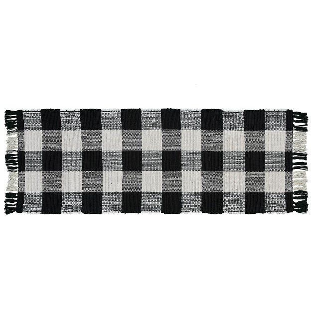 Park Designs Buffalo Check Rag Rug Runner 2 x27 X 6 x27 Black amp Cream