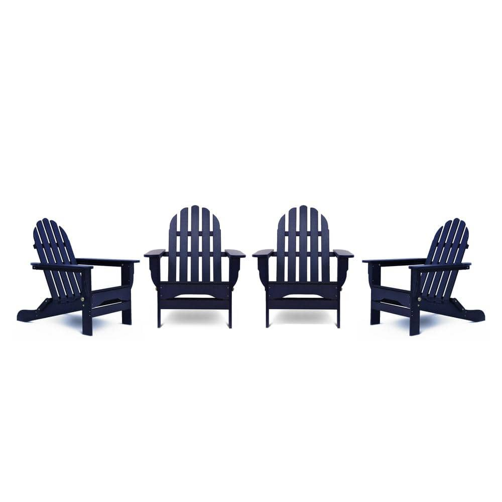 DUROGREEN Icon Navy 4-Piece Plastic Adirondack Chair Patio Seating Set TAC80204PKNY